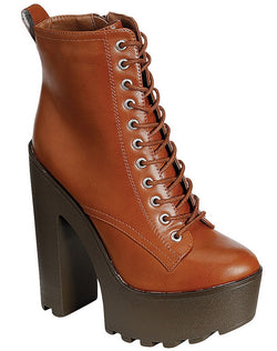 BRECKELLES JAMIE-11 CHUNKY HEEL PLATFORM BOOTIES